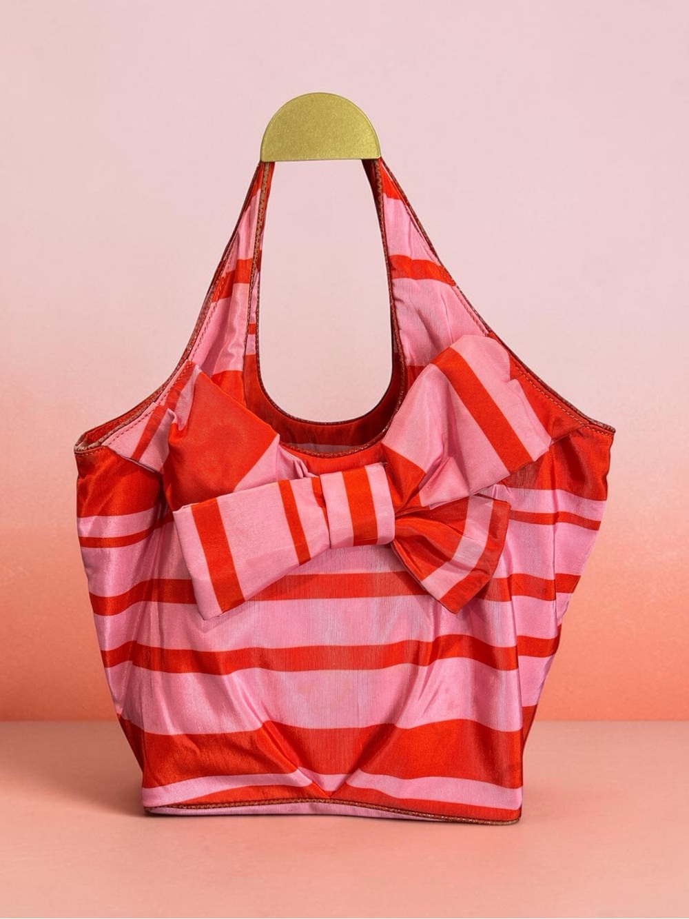 kate spade Pink and Red Striped Bow Shopper Tote